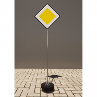 Знак дорожный "Главная дорога" 2.1 типоразмер 40 на стойке с основанием 3кг - fgospostavki.ru - Апрелевка