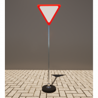 Знак дорожный "Уступите дорогу" 2.4 типоразмер 40 на стойке с основанием 3кг - fgospostavki.ru - Апрелевка