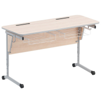 Стол ученический двухместный с наклоном столешницы (0-24°) и корзиной - fgospostavki.ru - Апрелевка