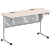 Стол ученический двухместный с перфорированной панелью, наклоном столешницы (0-24°) и корзиной - fgospostavki.ru - Апрелевка