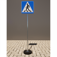 Знак дорожный "Пешеходный переход" 5.19.1 типоразмер 40 на стойке с основанием 3кг - fgospostavki.ru - Апрелевка
