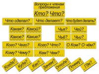 Набор магнитных карточек "Вопросы к членам предложения" (фон жёлтый) - fgospostavki.ru - Апрелевка
