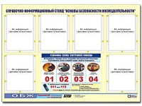 Стенд информационный "Основы безопасности жизнедеятельности" (80*110, 6 карманов) - fgospostavki.ru - Апрелевка