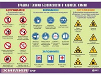 Таблица демонстрационная "Правила техники безопасности в кабинете химии" (винил 70х100) - fgospostavki.ru - Апрелевка