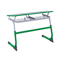 Парта SMARTY двухместная регулируемая по высоте (наклонная столешница) с антивандальной кромкой - fgospostavki.ru - Апрелевка