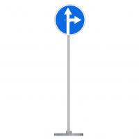 Знак дорожный " Движение прямо или направо" 4.1.4 типоразмер 40 на стойке с основанием 3кг - fgospostavki.ru - Апрелевка