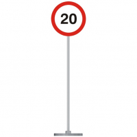 Знак дорожный "Ограничение скорости 20 км" 3.24 типоразмер 40 на стойке с основанием 3кг - fgospostavki.ru - Апрелевка