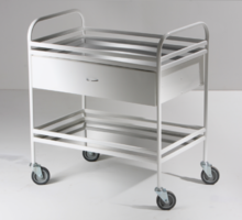 Столик манипуляционный передвижной металлический с бортиками, с двумя полками и выдвижным ящиком - fgospostavki.ru - Апрелевка