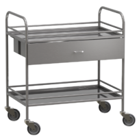 Столик манипуляционный передвижной из нержавеющей стали с бортиками, с двумя полками и выдвижным ящиком - fgospostavki.ru - Апрелевка
