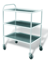 Столик инструментальный передвижной металлический с тремя стеклянными полками (мебельные колеса) - fgospostavki.ru - Апрелевка