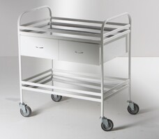 Столик манипуляционный передвижной металлический с бортиками, с двумя полками и двумя выдвижными ящиками - fgospostavki.ru - Апрелевка