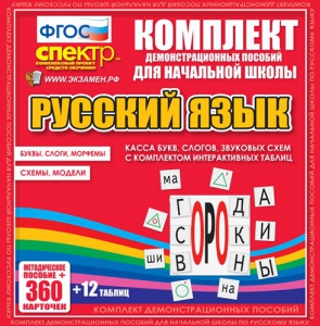 Динамические раздаточные пособия. Русский язык (комплект демонстрационных материалов). Касса букв, слогов, звуковых схем с набором интерактивных таблиц. - fgospostavki.ru - Апрелевка