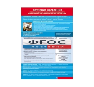 Таблица "Обучение населения способам защиты" (100х140 сантиметров, винил) - fgospostavki.ru - Апрелевка