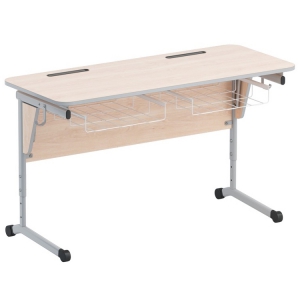 Стол ученический двухместный с наклоном столешницы (0-24°) и корзиной - fgospostavki.ru - Апрелевка