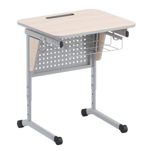 Стол ученический одноместный с перфорированной панелью, наклоном столешницы (0-24°) и корзиной - fgospostavki.ru - Апрелевка