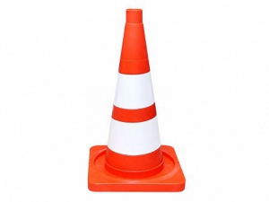 Сигнальный дорожный конус (мягкий, с двумя белыми полосами) - fgospostavki.ru - Апрелевка