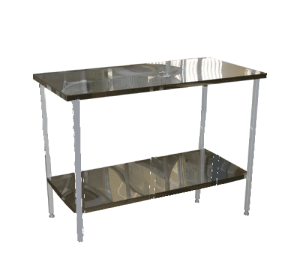 Стол на металлическом каркасе с полкой 600*1500*750(900) - fgospostavki.ru - Апрелевка