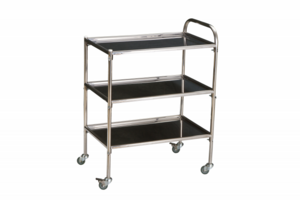 Столик инструментальный передвижной из нержавеющей стали с тремя полками (импортные колеса) - fgospostavki.ru - Апрелевка