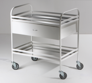 Столик манипуляционный передвижной металлический с бортиками, с двумя полками и выдвижным ящиком - fgospostavki.ru - Апрелевка