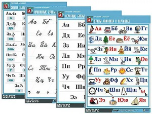 Комплект таблиц "Русский алфавит" (4 таблицы, формат А1, матовое ламинирование) - fgospostavki.ru - Апрелевка