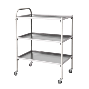 Столик инструментальный передвижной металлический с тремя полками (импортные колеса) - fgospostavki.ru - Апрелевка