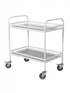 Столик процедурный передвижной металлический с двумя полками из нержавеющей стали с бортиками - fgospostavki.ru - Апрелевка