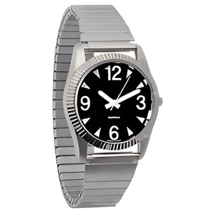 Часы мужские с черным циферблатом на растягивающемся ремешке - fgospostavki.ru - Апрелевка