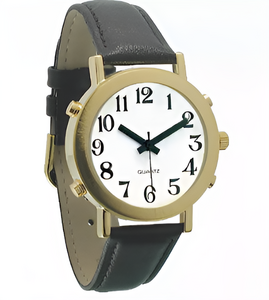 Часы для слабовидящих людей с белым циферблатом на кожаном ремешке - fgospostavki.ru - Апрелевка