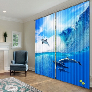 Комплект светонепроницаемых штор "Дельфины" - fgospostavki.ru - Апрелевка