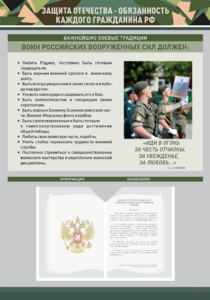 Стенд-уголок "Защита Отечества – обязанность каждого гражданина Российской Федерации" - fgospostavki.ru - Апрелевка