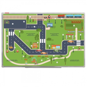 Магнитно-маркерная доска "Безопасный маршрут школьника" (дом-школа-дом) с комплектом тематических магнитов КМ-17 - fgospostavki.ru - Апрелевка