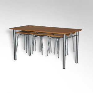 Стол обеденный 6-ти местый на металлокаркасе с навесами под табурет - fgospostavki.ru - Апрелевка