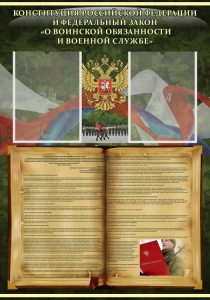 Стенд "Конституция РФ и Федеральный закон "О воинской обязанности и военной службе" - fgospostavki.ru - Апрелевка