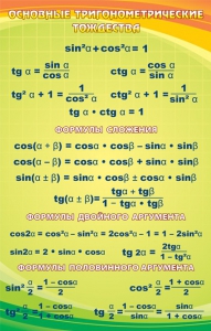 Стенд "Основные тригонометрические тождества" - fgospostavki.ru - Апрелевка