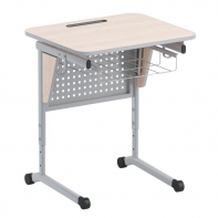 Стол ученический одноместный с перфорированной панелью, наклоном столешницы (0-24°) и корзиной - fgospostavki.ru - Апрелевка