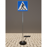 Знак дорожный "Пешеходный переход" 5.19.1 типоразмер 40 на стойке с основанием 3кг - fgospostavki.ru - Апрелевка