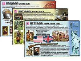 Комплект таблиц по истории "Новая история. Часть 1" раздаточные (цветные, ламинированные, А4, 6 штук) - fgospostavki.ru - Апрелевка