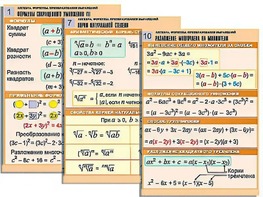 Комплект таблиц по алгебре "Алгебра. Формулы. Преобразования выражений" (10 таблиц, формат А1, ламинированные) - fgospostavki.ru - Апрелевка