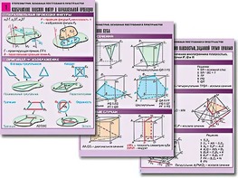 Комплект таблиц по геометрии "Стереометрия. Основные построения в пространстве" (8 таблиц, А1, ламинированные) - fgospostavki.ru - Апрелевка