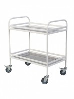 Столик процедурный передвижной металлический с двумя полками из нержавеющей стали с бортиками - fgospostavki.ru - Апрелевка