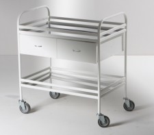 Столик манипуляционный передвижной металлический с бортиками, с двумя полками и двумя выдвижными ящиками - fgospostavki.ru - Апрелевка