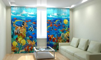 Комплект светонепроницаемых штор "Рыбки" - fgospostavki.ru - Апрелевка