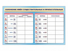 Фрагмент (демонстрационный) маркерный (двухсторонний) "Склонение имен существительных и прилагательных" - fgospostavki.ru - Апрелевка