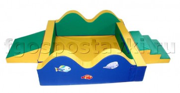 Сухой бассейн "Волна-1" 1,5х1,5м с аппликацией лестницой и скатом - fgospostavki.ru - Апрелевка